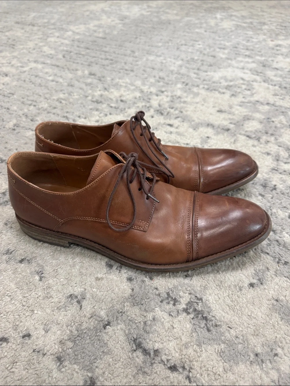 Kenneth Cole Brown Leather Cap-Toe Derby Shoes
